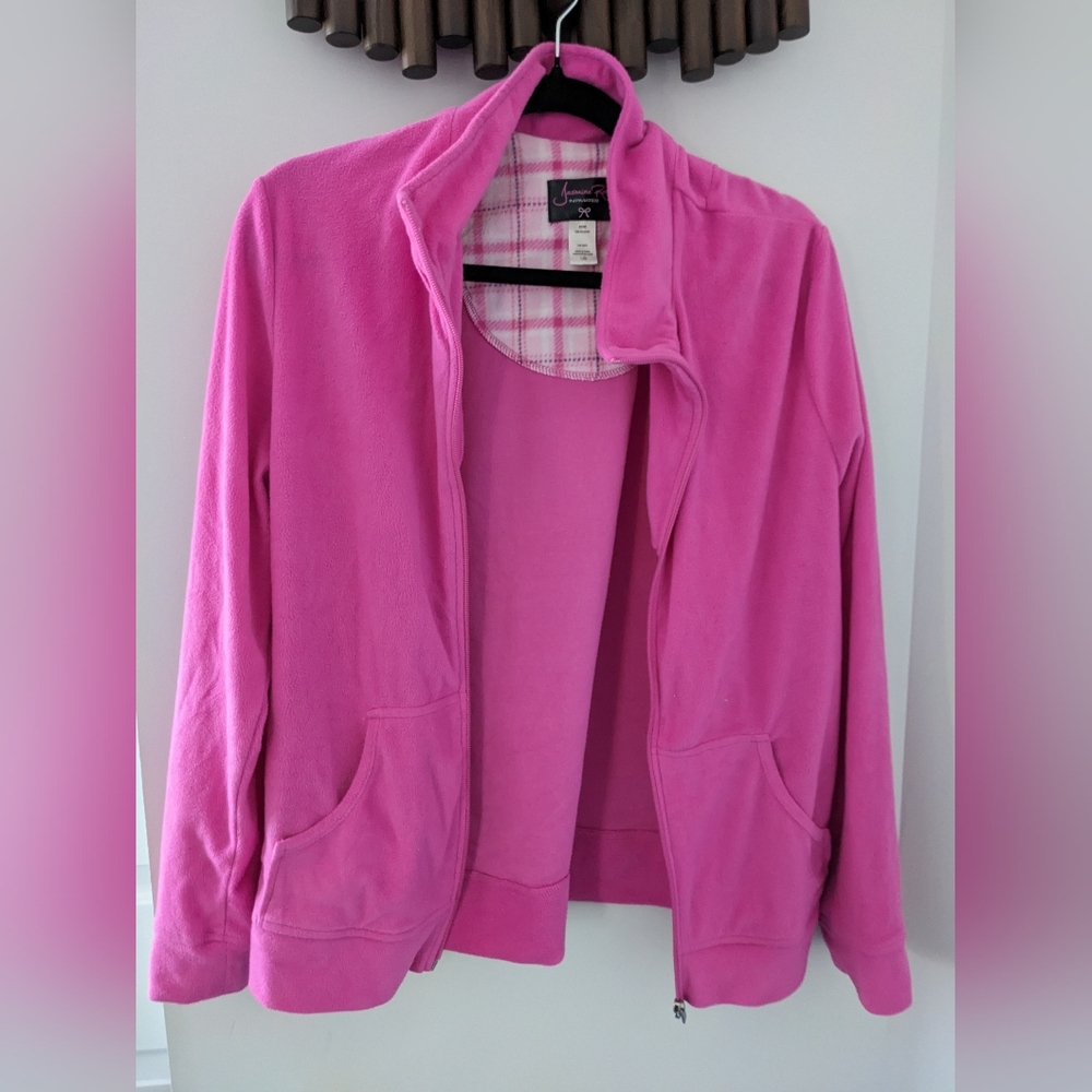 Women's Barbie Pink Fleece Sweater Jacket - Size M/L